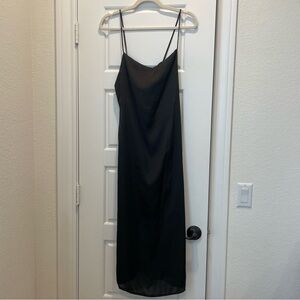 Pull&Bear Black Slip Midi Dress